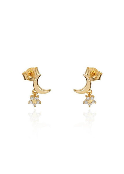 Mini Crescent Moon & Star Studs